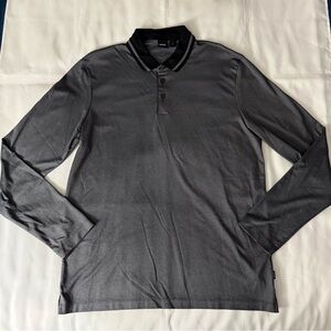 Boss Gray & Black Long Sleeve Polo Shirt